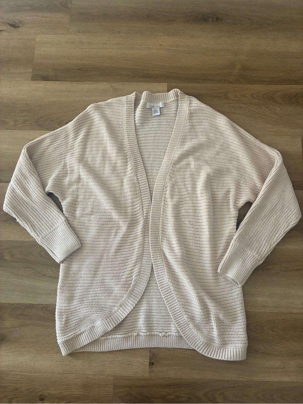 Lark & Grey Open Front Chunky Knit Cardigan Cream Beige Size Large Oversized